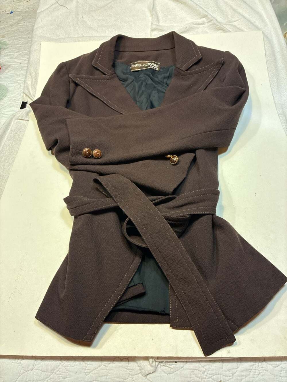 Chris Jacovides Sydney Vintage Brown Wool Belted Coat